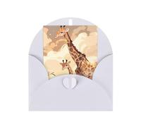 Giraffe mother and child Greeting card, blank inner page, includes envelope, 10cm x 15cm.