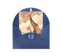 Giraffe mother and child Greeting card, blank inner page, includes envelope, 10cm x 15cm.