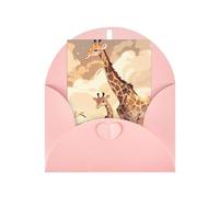 Giraffe mother and child Greeting card, blank inner page, includes envelope, 10cm x 15cm.