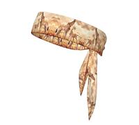 Giraffe Mother and Child Printed Sports Headband, Double-Sided with Ties, Versatile for Jogging, Cycling, or Exercising.