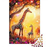 Giraffe Mother And Cub 1000 Pc Eco-Friendly Paper Puzzle Adult Hobbyists Portable Mind Decompression Hours Entertainment 38x26cm/1000pcs
