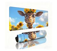 Giraffe Mouse Mat Sunflower Gaming Mouse Pad Desk Pad 1200x600x3mm, Non-Slip Desk Mat Large, Waterproof Soft Cloth, Durable Stitched Edges, Table Protector for Office and Home, Gifts for Women 0B-548