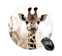 Giraffe Mouse Pad Funny Round Mousepad Anti-Slip Rubber Mouse Mat Laptop Desk Accessories 7.8 X 7.8 Inch for Office and Home Use