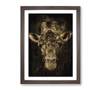 Giraffe No.2 Modern Framed Wall Art Print, Ready to Hang Picture for Living Room Bedroom Home Office Décor, Walnut A3 (34 x 46 cm)