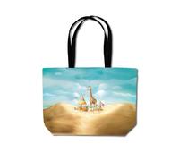 Giraffe On A Beach Holiday Beach Shopper Tote Bag Warren Reed - Designer Yellow One Size