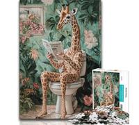 Giraffe on The Toilet 1000 Piece Jigsaw Puzzles for Adults,Family Game Stress Reliever Difficult Challenge Artists Collection,Fine Art (50x75cm)