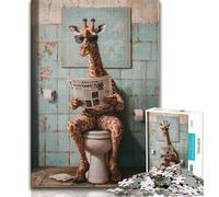 Giraffe on The Toilet 1000 Piece Jigsaw Puzzles for Teenagers Gifts,Help The Brain Exercise Addictive Toys to Cultivate Patience Suitable for Couples (38x26cm)