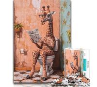 Giraffe on The Toilet Jigsaws 1000 Pieces for Teenagers,Staycation Kill Time Every Piece Is Unique - Challenging Family Fun Game (38x26cm)