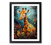 Giraffe Orphism Framed Print | A2 Black Framed Wall Art | Ready to Hang | Modern Animal Picture | Living Room Bedroom Lounge Office
