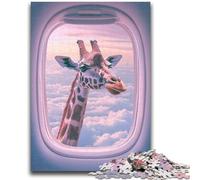 Giraffe Outside The Airplane Window JigsawPuzzle 1000 Pieces for Teenagers,Challenging To Complete But Fun And Humorous Birthday Present,Gifts,Wall Art (50x75cm)