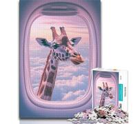 Giraffe Outside The Airplane Window Puzzles for Adults Teens 1000pc Puzzle,Toys Educational Games Stress Relieving Wishlist with Santa Claus (50x75cm)