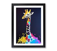 Giraffe Paint Splat No.1 Framed Print for Living Room Bedroom Home Office Décor, Wall Art Picture Ready to Hang, Black A3 Frame (34 x 46 cm)