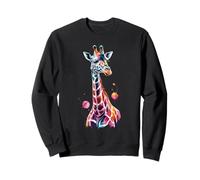 Giraffe Paint Splatter Poster Style Colorful Art Graphic Sweatshirt