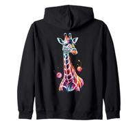 Giraffe Paint Splatter Poster Style Colorful Art Graphic Zip Hoodie