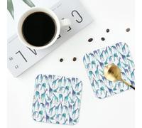 Giraffe pattern Coasters for Drinks 4 Pack Non-slip Leather Coasters Round cup mat for home Tabletop Decor 10 cm