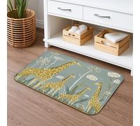 Giraffe Pattern Quick Dry Bath Mat, Vintage Jungle Animals Absorbent Non Slip Shower Mat, Summer Safari Flannel Washable Rugs for Bathroom Decor 20x32 Inch