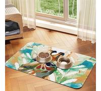 giraffe Patterned Pet Feeding Mat with Water-Absorbing PU Top & Rubber Base - Anti-Slip Dog Cat Food Mat for Cats, Dogs & Pets, 30x45cm
