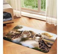 Giraffe Pet Feeding Mat Dog Cat Eating Food Absorbent Leather Tablecloth for and Water Bowl Waterproof No Stains Quick Dry Non-Slip 23.62 * 15.75IN