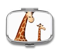 Giraffe Pill Box 2 Compartment Medicine Organizer Portable Pill Container Square Pill Holder for Pocket Travel Pill Case for Purse