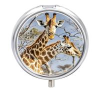 Giraffe Pill Case 3 Compartments Portable Pill Box for Purse Pocket Waterproof Travel Pill Organizer Vitamin Organizer Round Small Pill Box Daily Pill Container