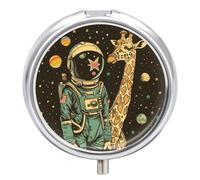 Giraffe Planet Space Pill Case Box with 3 Compartment Medicine Vitamin Organizer for Purse Pocket 5x5cm