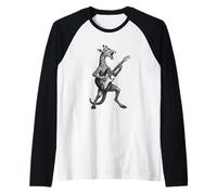 Giraffe Playing Electric Guitar Rock Music Lover Raglan Baseball Tee