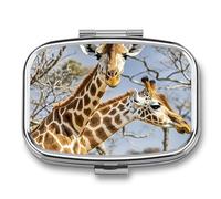 Giraffe Portable Pocket Pill Case for Travel with 2 Compartments, Large Capacity Medicine Case, Vitamin Organizer and Medication Organizer, Small Box