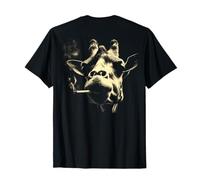 Giraffe Portrait Smoking Cigarette Grunge Funny Art On Back T-Shirt