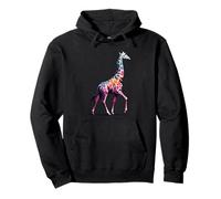 Giraffe Poster Style Colorful Paint Splatter Art Graphic Pullover Hoodie