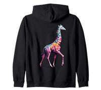 Giraffe Poster Style Colorful Paint Splatter Art Graphic Zip Hoodie