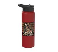 Giraffe Print Books Nerds Things Giraffe Funny Giraffe Stainless Steel Insulated Water Bottle