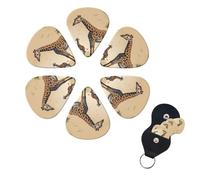 Giraffe Print Guitar Picks 6 Pack Guitar Plectrums with Pick Holders Bass Picks For Acoustic Guitar Bass Electric Ukulele Includes 0.46mm, 0.71mm, 0.96mm
