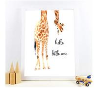 Giraffe Print"Hello Little One"Nursery Wall Art Canvas Painting Nordic Poster Wall Picture Baby Girl Boy Gift Kids Room Decor/50x70cm-No Frame
