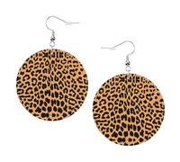 Giraffe Print Leather Round Earrings Daily Accessories Working At Work Women'S Fashion