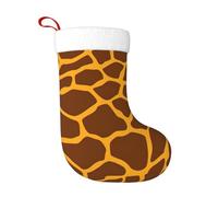Giraffe Print Plush Christmas Stocking, Large Festive Hanging Ornament For Tree, 45cm Polyester Style Holiday Decor