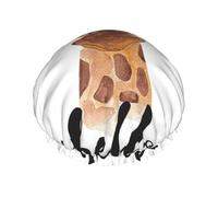 Giraffe Print Premium Double Layer Shower Cap For Women With Reusable Shower Cap For Hair - Waterproof Plastic Cap - Shower Caps For Long, Short And Curly Hairs