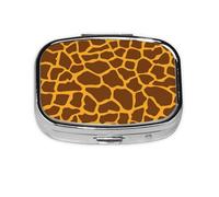 Giraffe Print Print Square Metal Pill Box Decorative Pill Case - Carry Your Meds in Style (Rectangular)