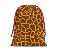 Giraffe Print Printing 11.8x15.8in Drawstring Gift Bag With Red Ribbon Closure For Halloween Xmas,For Adults Gifting