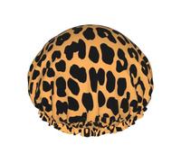 Giraffe Print Reusable Luxury Shower Cap For Women, Double Protection Layers Elastic For Ladies Spa Salon