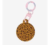 Giraffe Print Round Acrylic Pet Tag â€“ Durable and Stylish Pet Identification Tag with Colorful Chain for Dogs and Cats