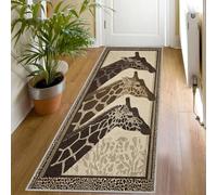 Giraffe Print Runner Rug for Hallway, 60x150, Leopard Print Bordered Pattern Throw Rug Entrance Safari Animal Decor Carpet, Washable Non-Slip Rugs Runners for Living Room Bedroom, dS316