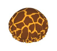 Giraffe Print,Shower Cap Nightcap Double Layer Waterproof Elastic Bath Cap Reusable Hair Cap