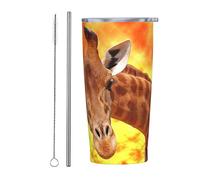 Giraffe Print Stainless Steel Mug,Reusable Flask Coffee Cup Vacuum Insulated Office Mug Car Drinking Bubba Cup for Ice Cold Or Hot Drinking