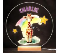 Giraffe Rainbow Baby Child Boy Girl Round Personalised Gift Lamp Night Light | Personalised Gift For Home, Lamp Room Décor | Kids & Adults Night Lights With Name | Personalised Gift For Bedroom |
