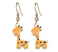 Giraffe Rose Gold Earrings - Handmade Small Drop Dangling Earrings