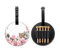 Giraffe Rose Golf Tee Holder Leopard Print Leather Golf Tee Organizer Bag for Women Men Water-Resistant Great Gifts for Golfer Lovers