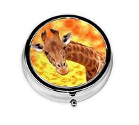 Giraffe Round Pill Box Decorative Box Container Pill Box, Two Compartment Pill Box, Convenient Travel Pill Box