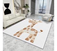Giraffe Rugs for Nursery - Giraffe Rug - Cute Cartoon Safari White Rugs, Kids Playroom Baby Carpet, Washable Rug Non Slip Low Pile Soft Large Area Rugs, Giraffe Home Decor Gifts, 120 X 180 cm