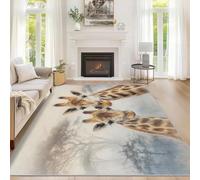 Giraffe Rugs Living Room 120 x 170, Wild Animal Area Rugs for Bedroom Accessories, Non Slip Soft Low Pile Washable Carpet, Home Decor FL59