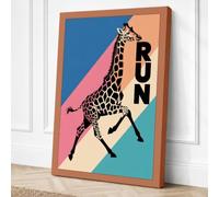 Giraffe Run Retro Canvas Wall Art Print 30x20 Inch